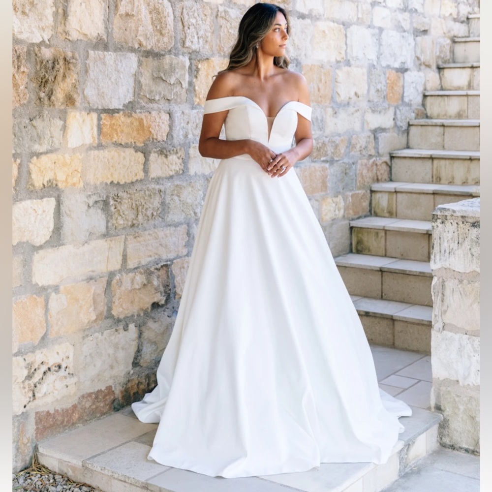 Essense of Australia Classic Satin Off The Shoulder Ballgown 10